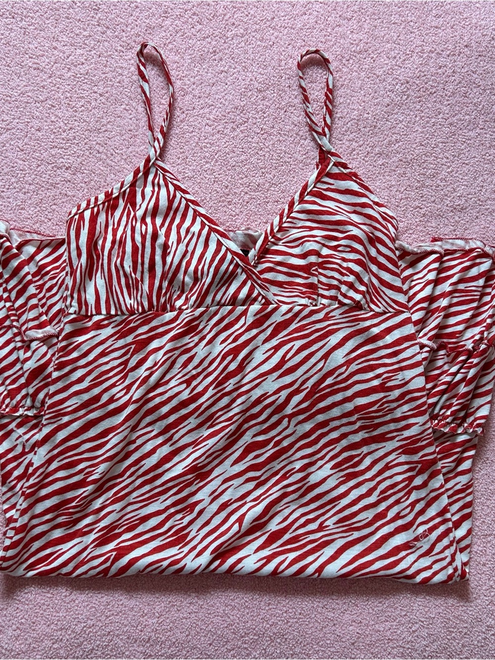 Red Zebra-Print Spaghetti Strap Dress